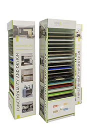 Бренд стойка под образцы фасадов со стеклами.